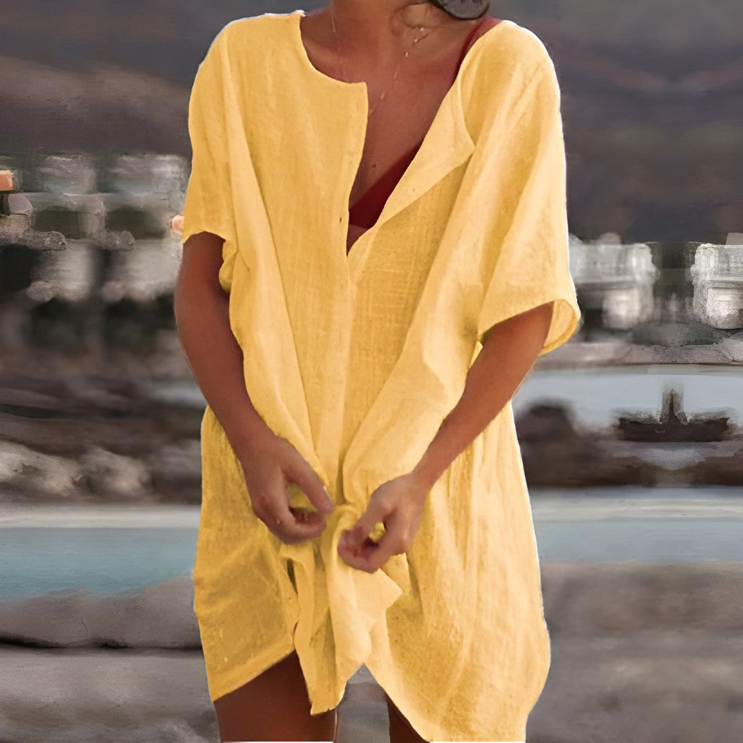 Norielle V-Neck dámské tunikové šaty zelené volné krátké