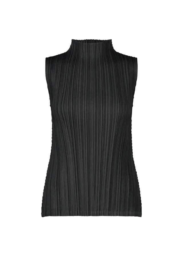 Issey Miyake Mellow Pleats top černý bez rukávů