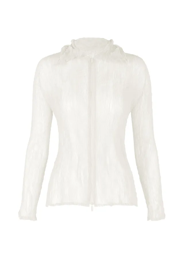 Issey Miyake Chiffon Twist BK/WT-66 kardigan white zip
