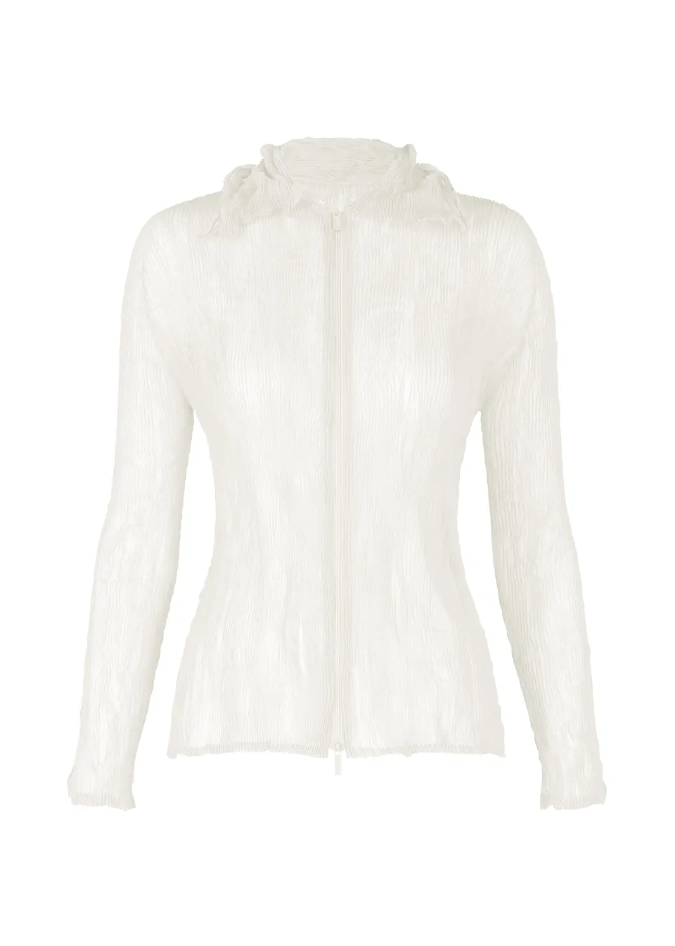Issey Miyake Chiffon Twist BK/WT-66 kardigan white zip