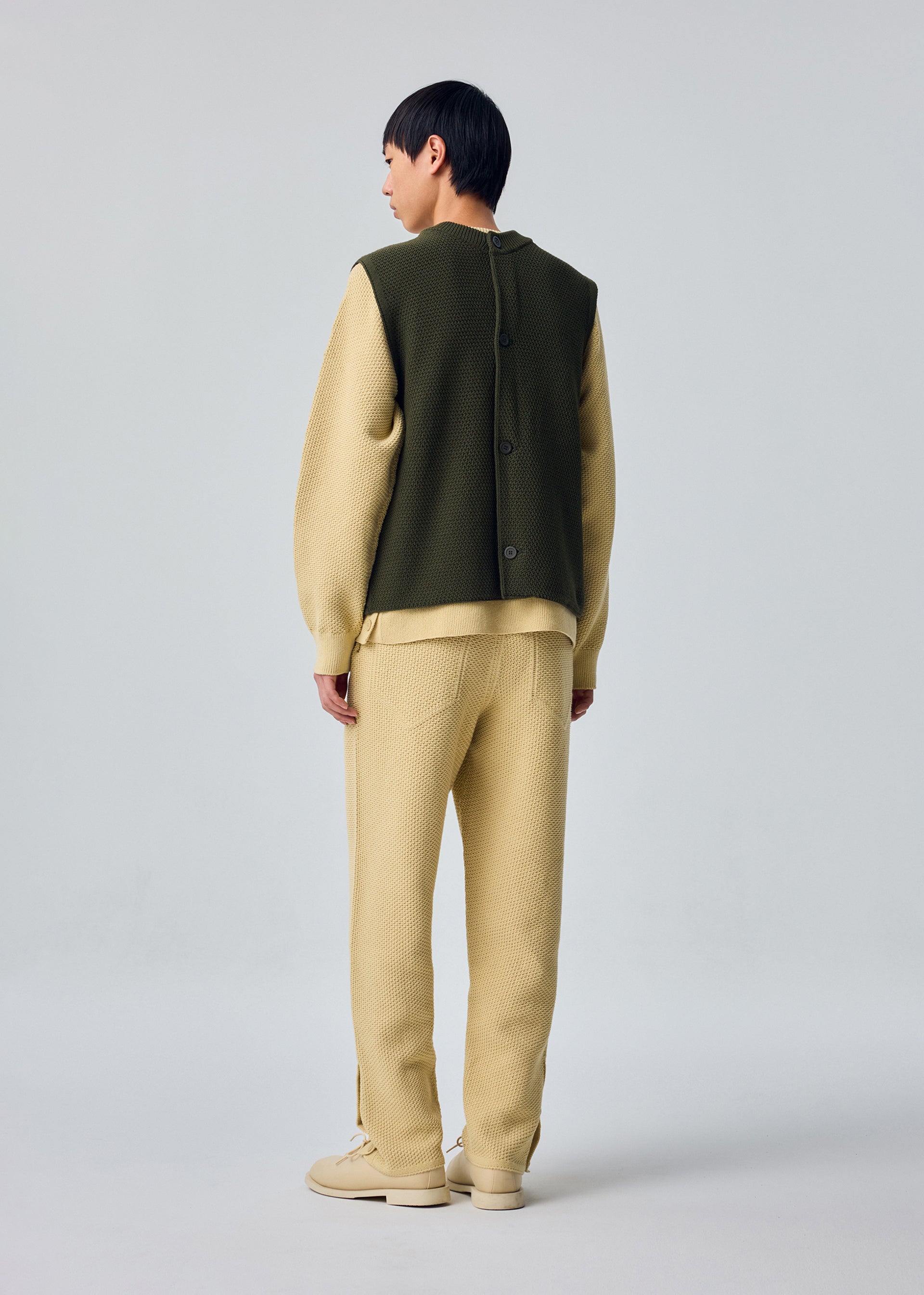 Issey Miyake Rustic Knit pletená vesta černá