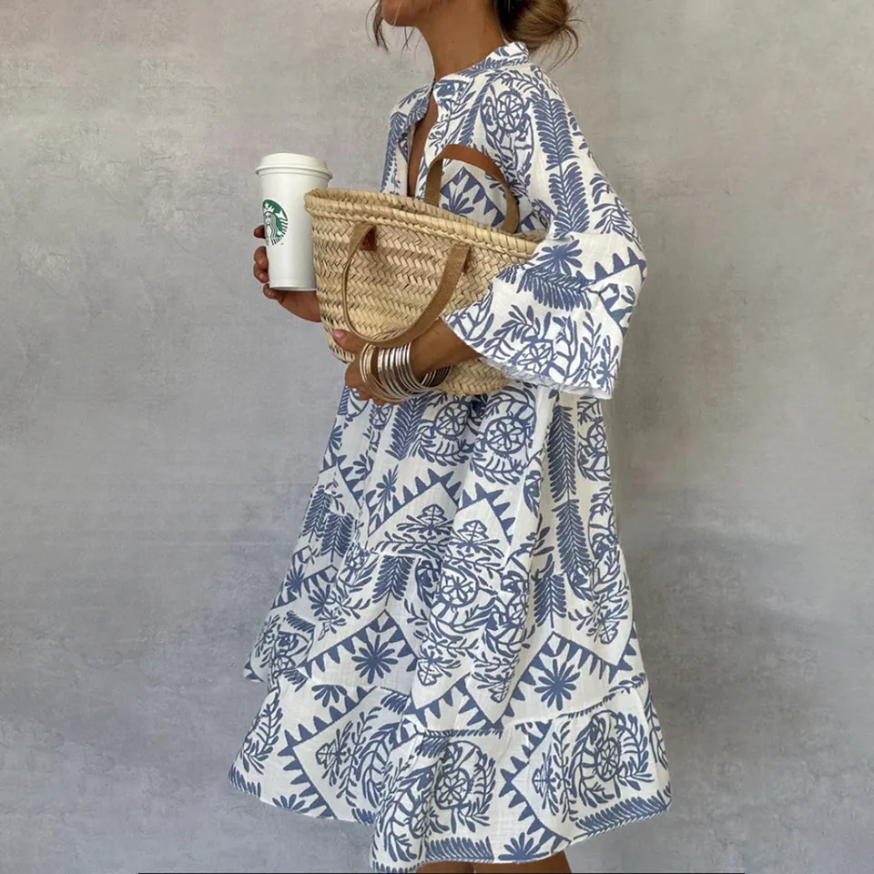 Norielle boho midi šaty vzorované bílé