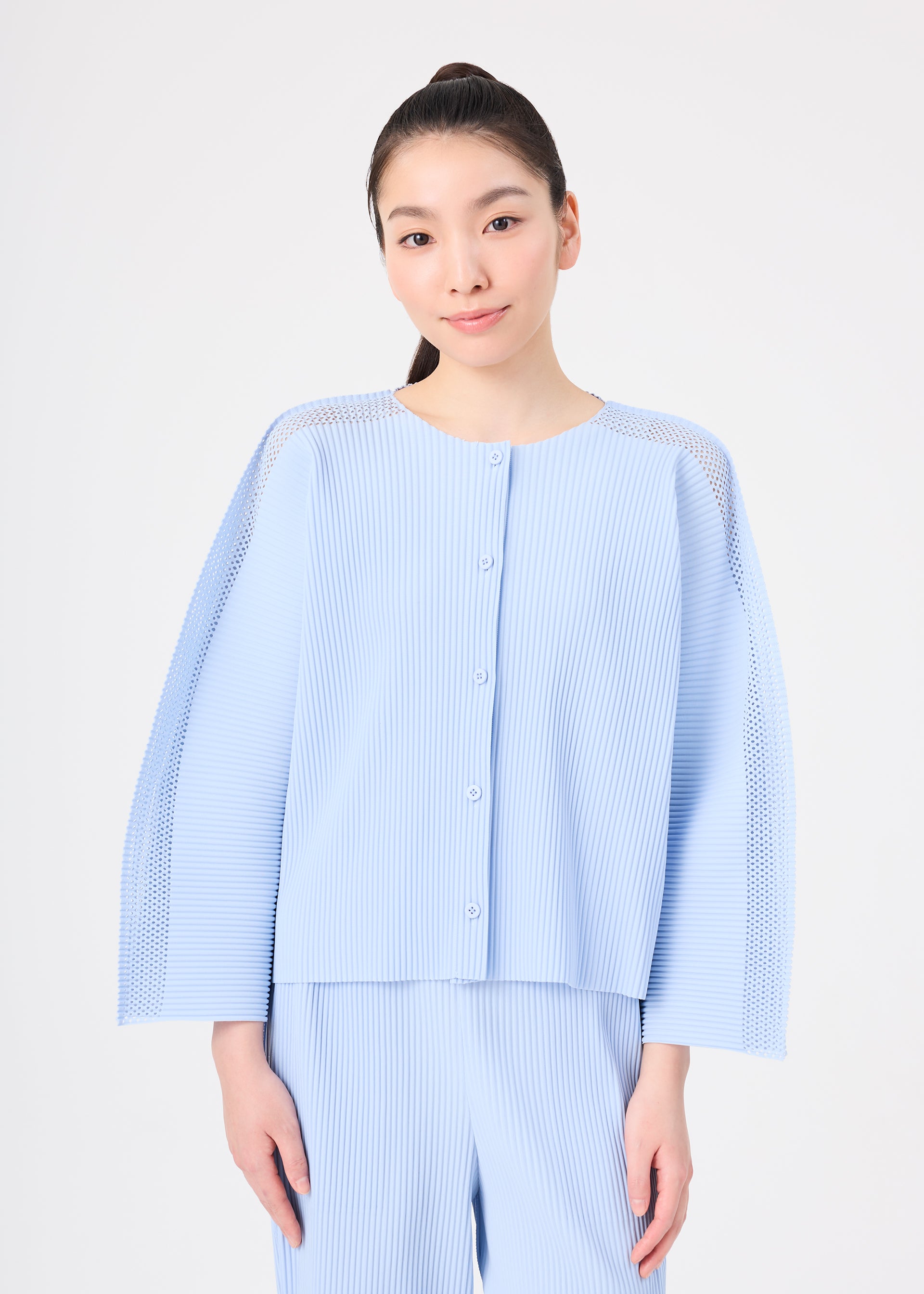 Issey Miyake Mesh Pleats kardigan černý