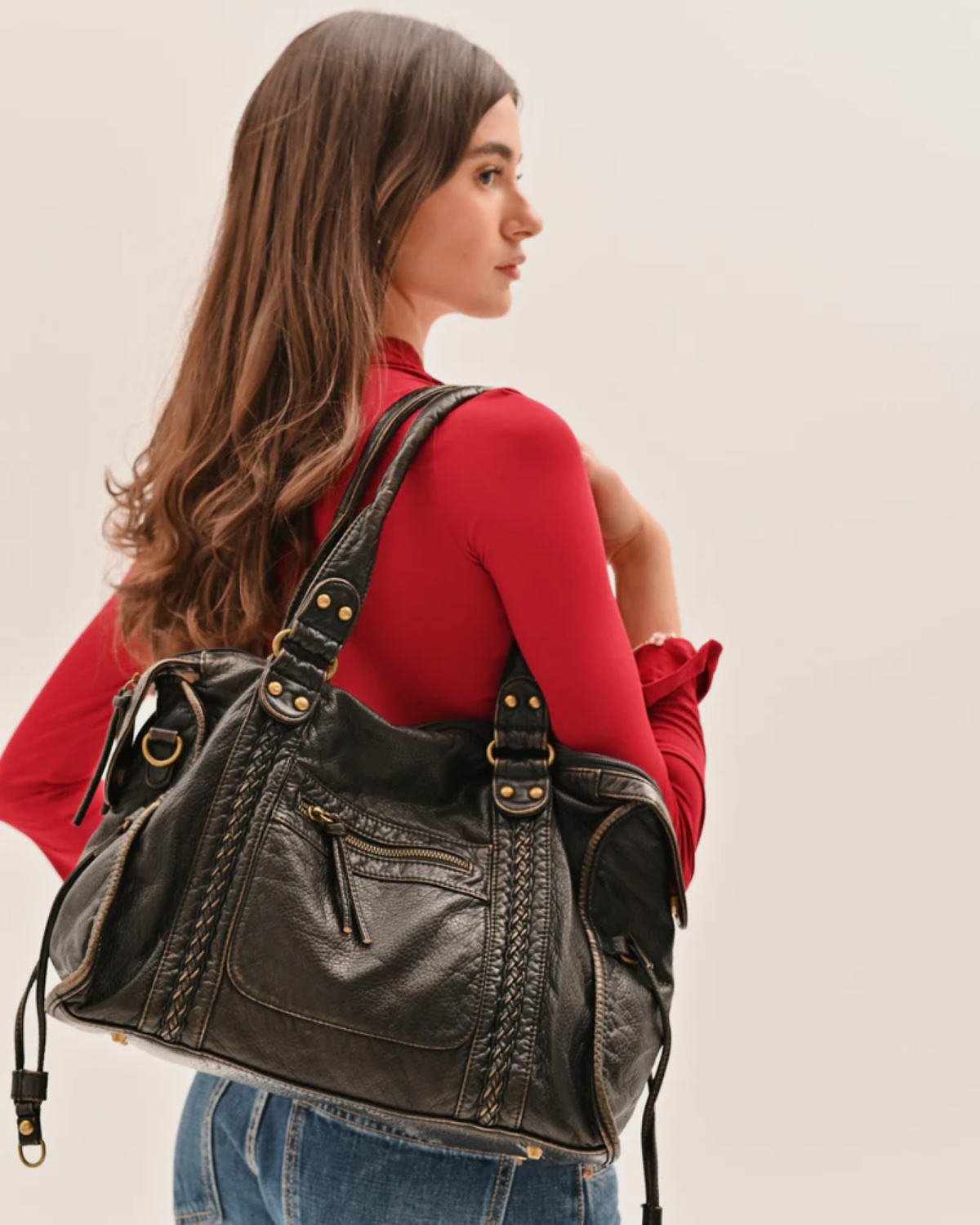 Norielle shopper kabelka černá velká kapsy