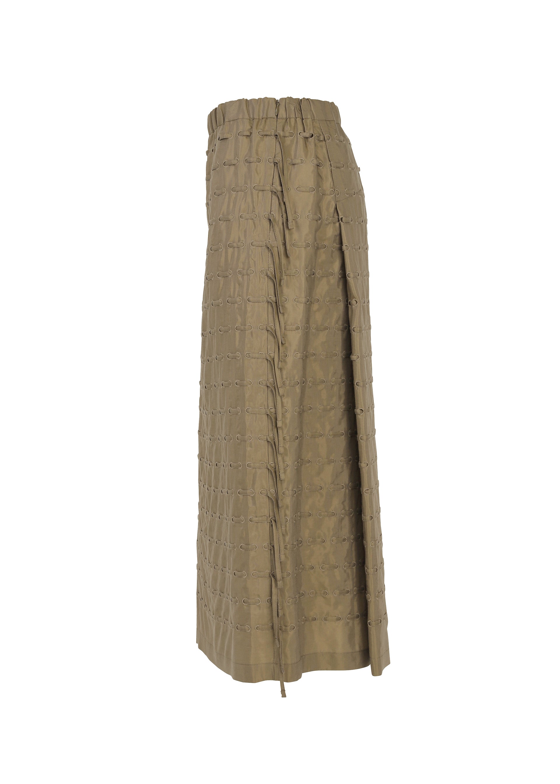 Issey Miyake Hole & Line sukně khaki děrovaná