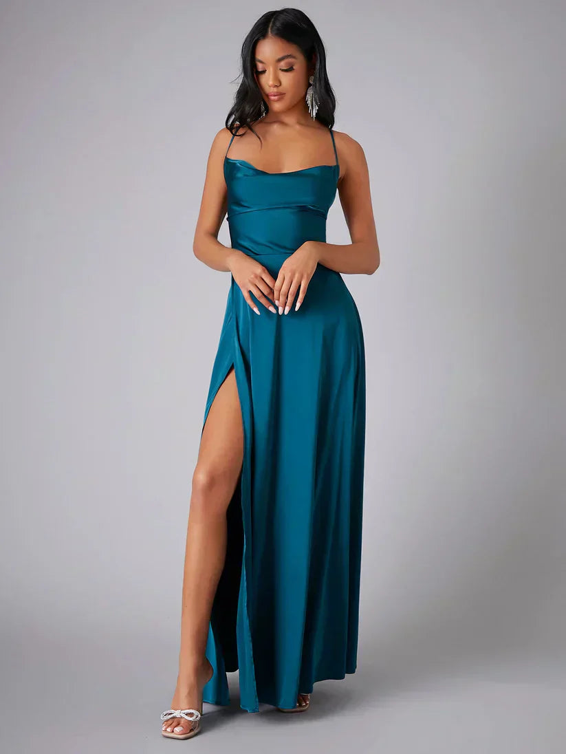 Norielle Bustier dlouhé šaty zelené s rozparkem