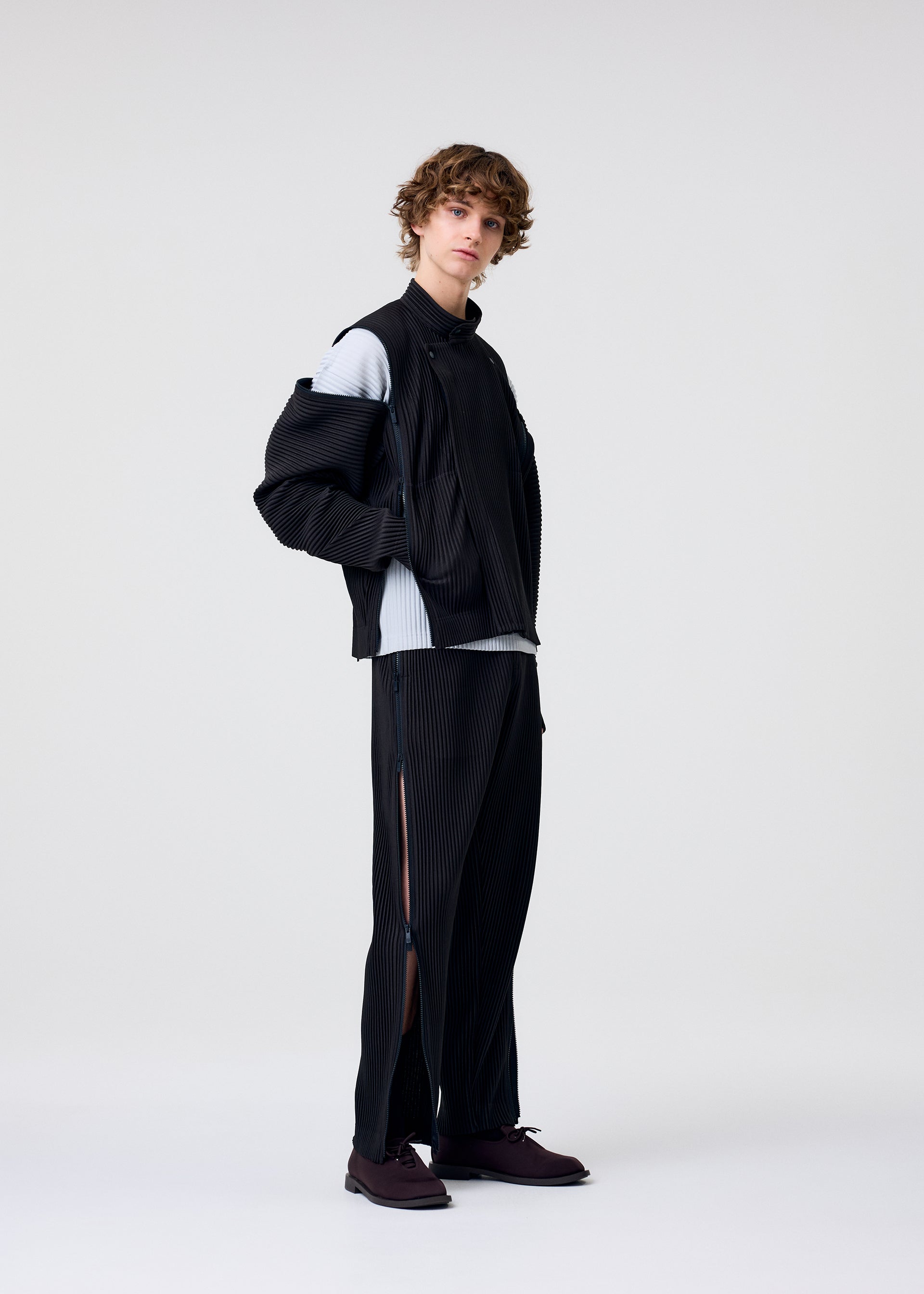 Issey Miyake Homme Plissé Multi-Fastened kalhoty modré