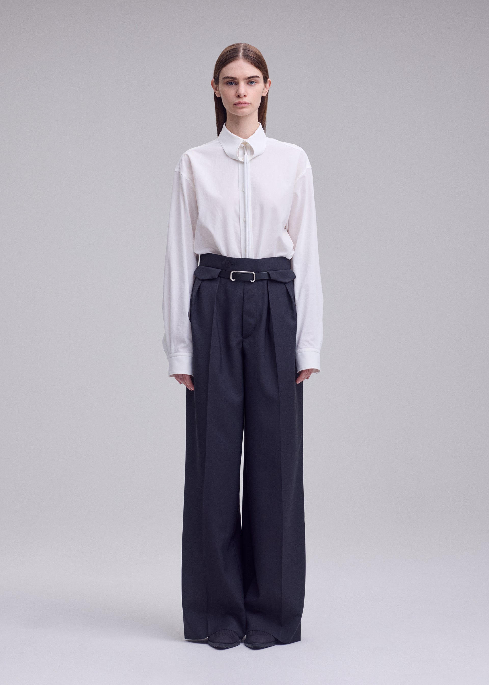 Issey Miyake Honest Ensemble kalhoty šedé vlněné