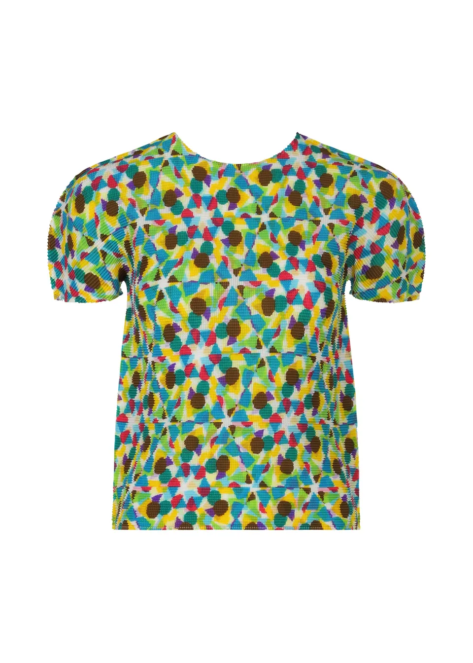 Issey Miyake KALEIDOSCOPE top bílý stretch plisé krátký rukáv