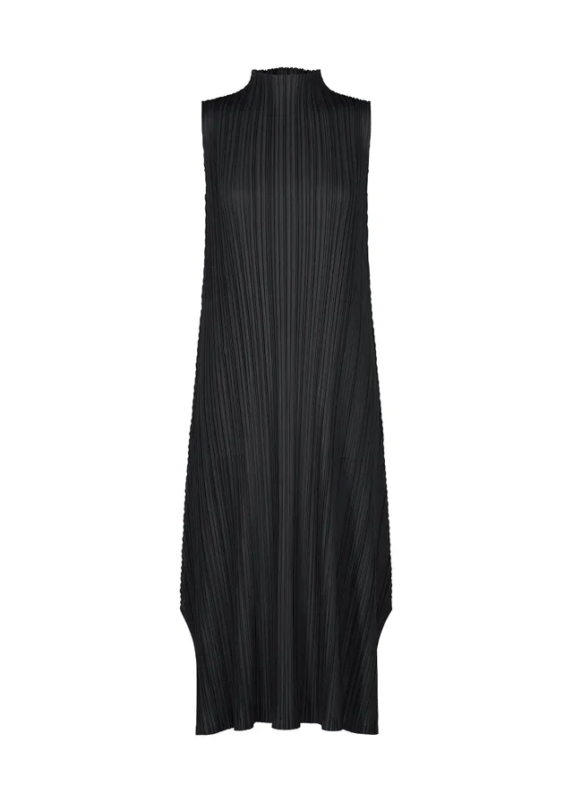 Issey Miyake Mellow Pleats šaty bez rukávů černá s rolákem