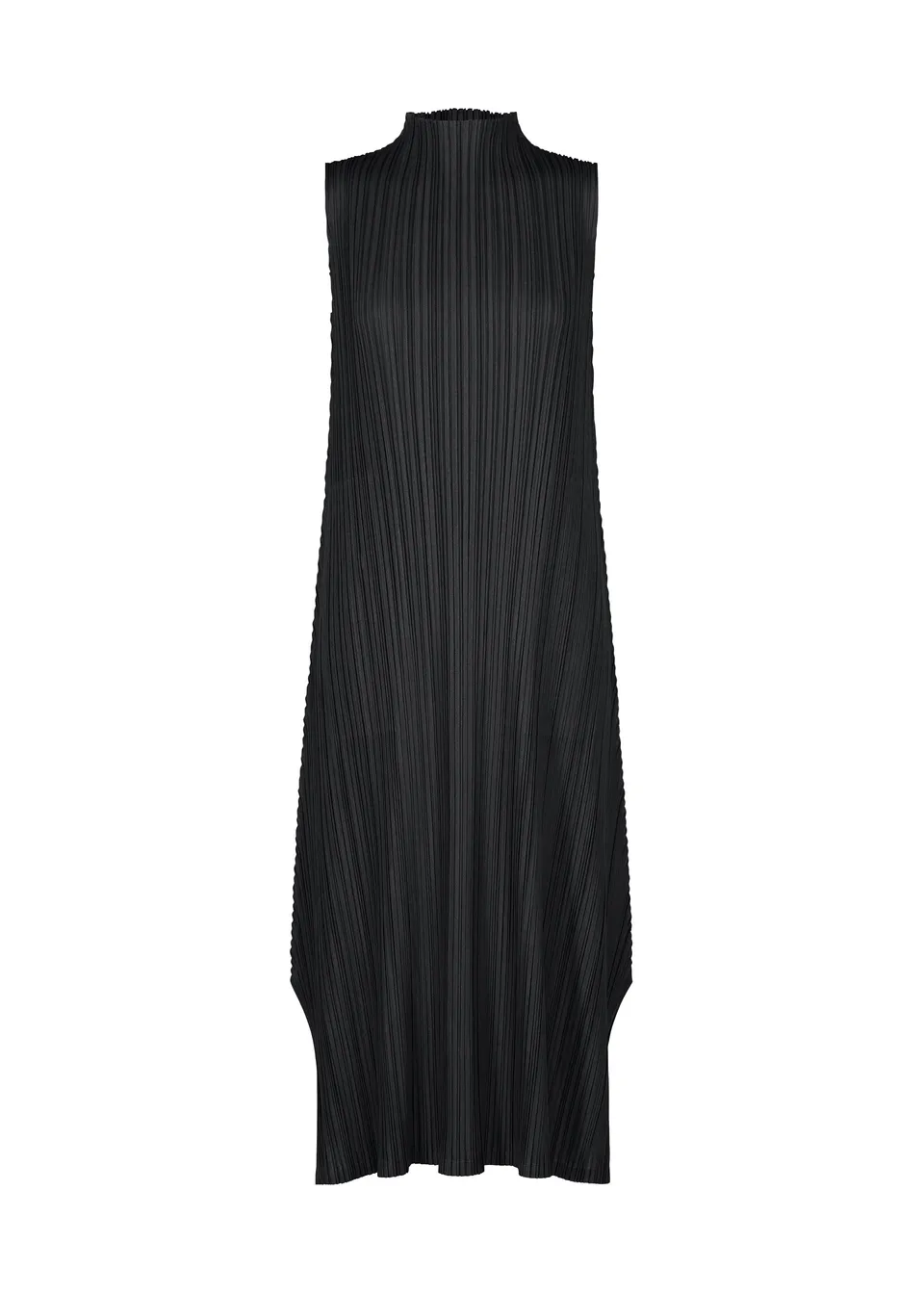 Issey Miyake Mellow Pleats šaty bez rukávů černá s rolákem