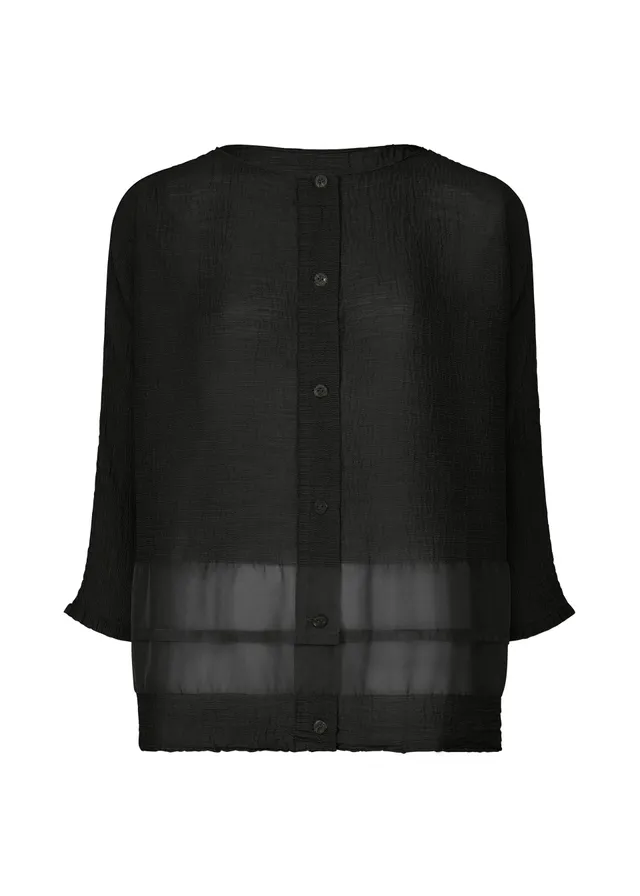 Issey Miyake Sheer See-Through Crepe kardigan černý