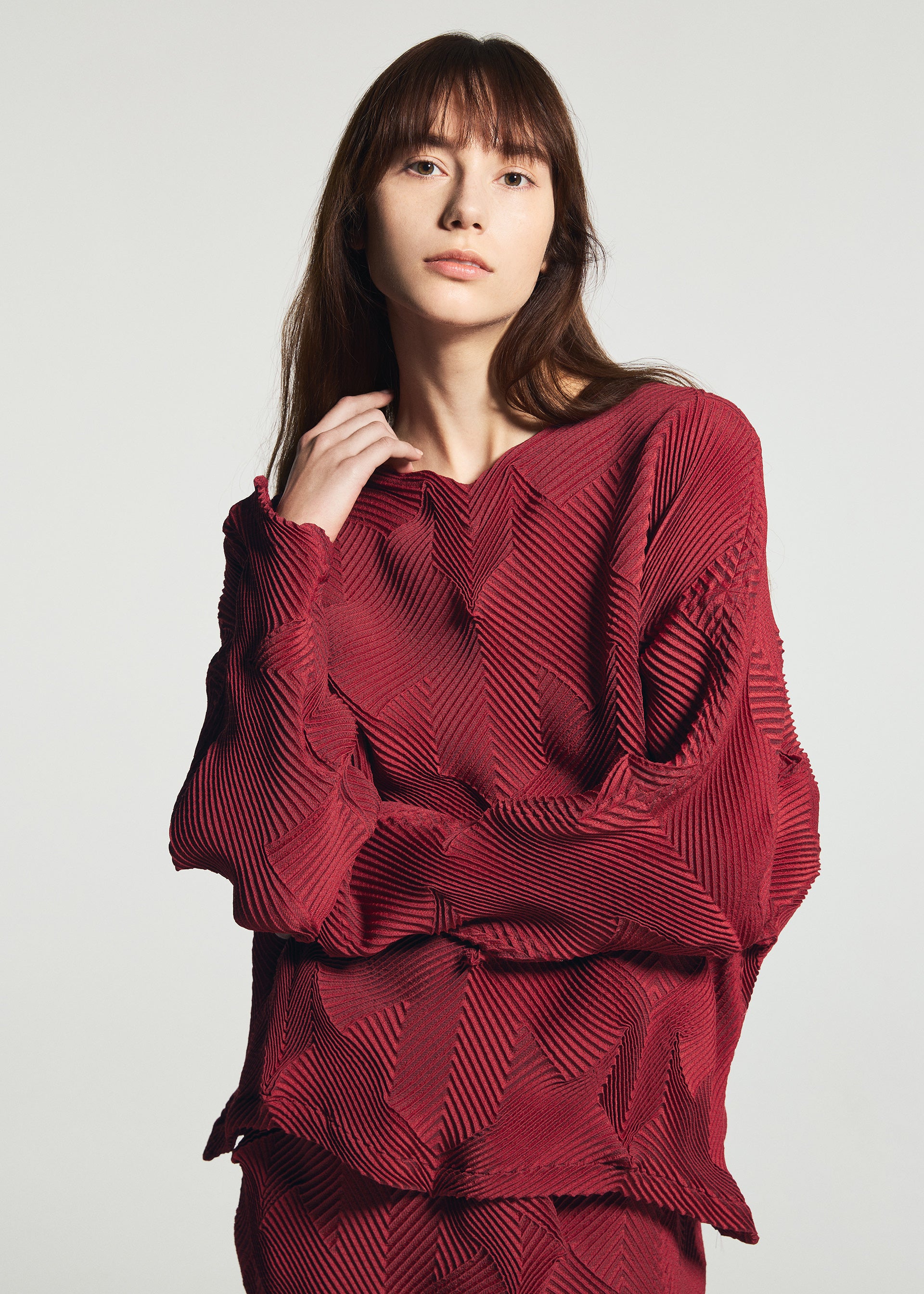 Issey Miyake Type-O 010-1 top béžový kostka
