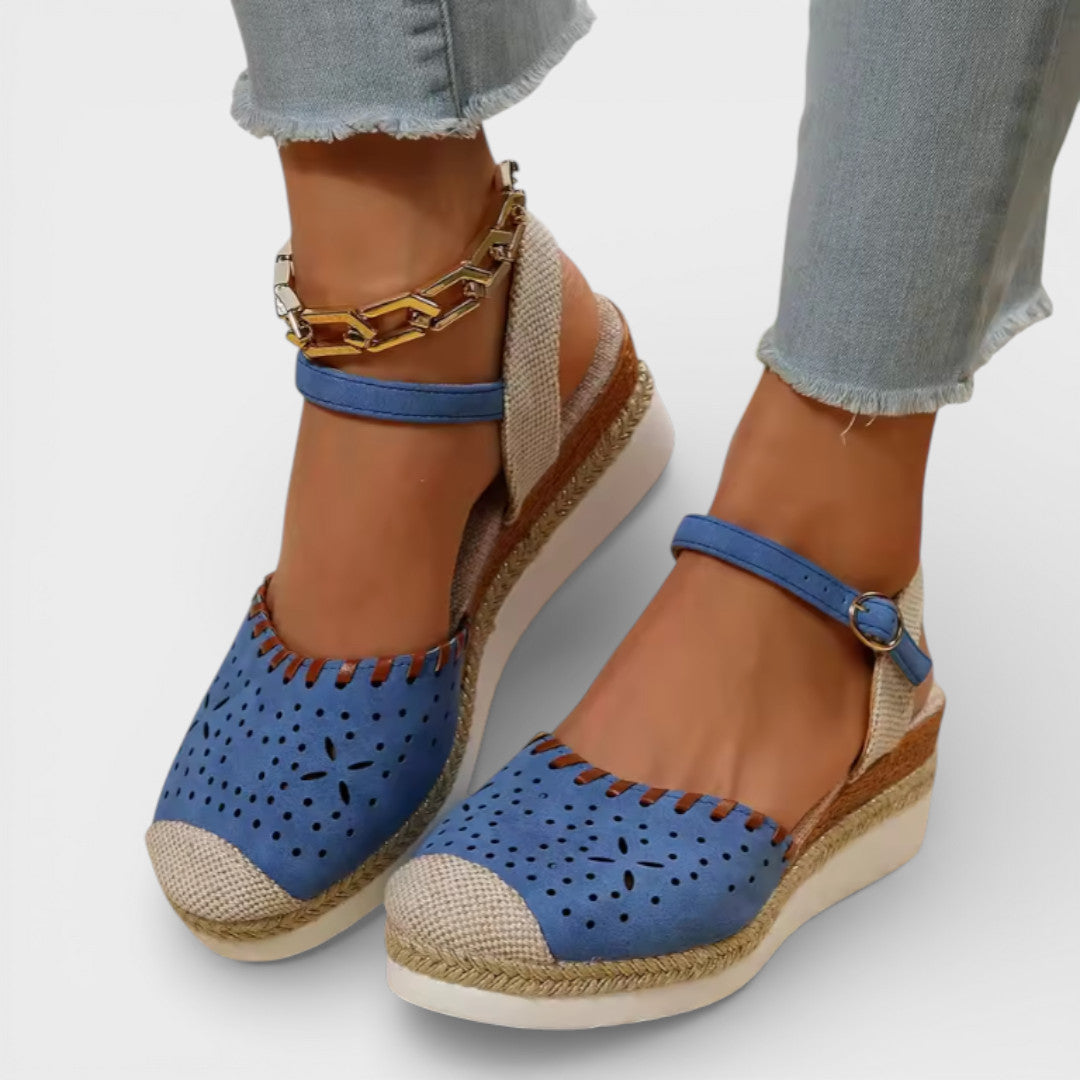 Norielle espadrilky na klínku béžové perforované