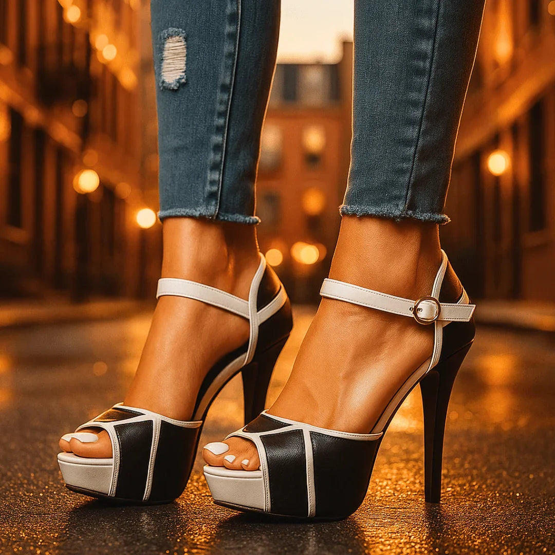 Norielle Platform sandály černé 38 na podpatku