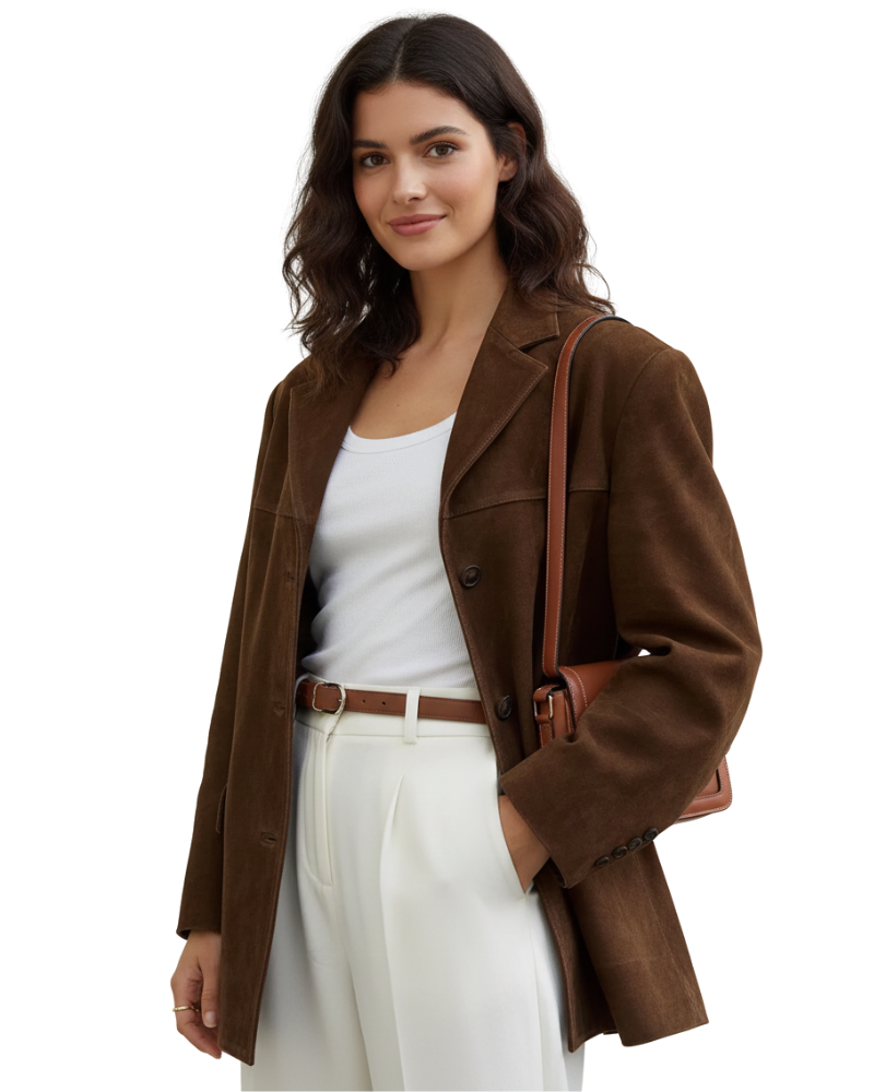 Norielle oversize elegantní sako hnědé volný střih