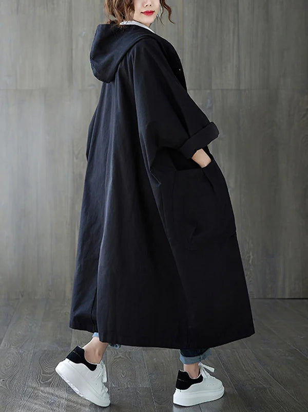 Norielle cape kabát oversize béžový s kapucí