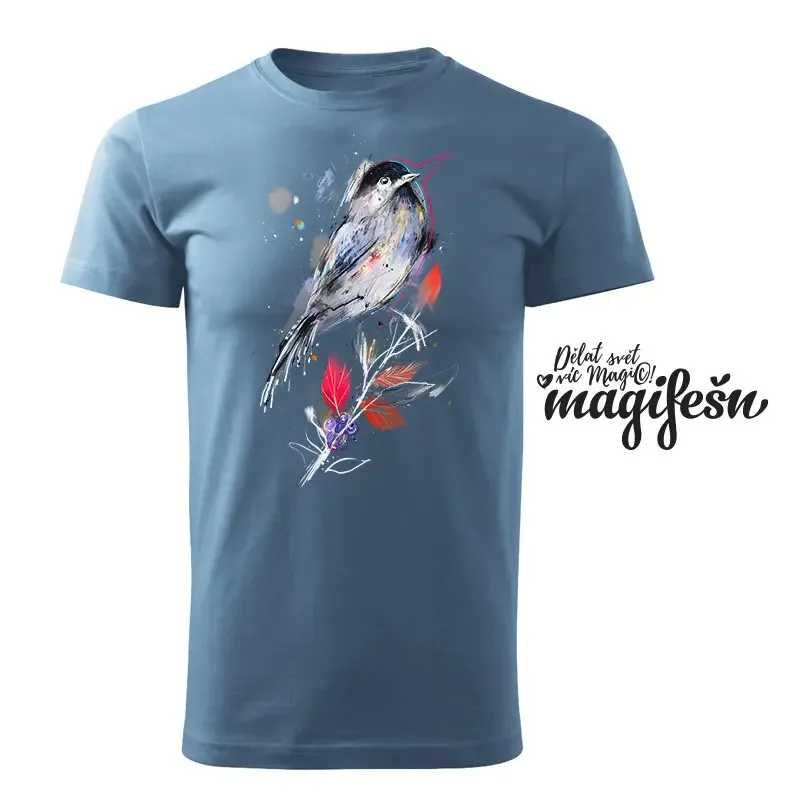 Magifešn XY tričko Borůvkový ptáček night biobavlněné