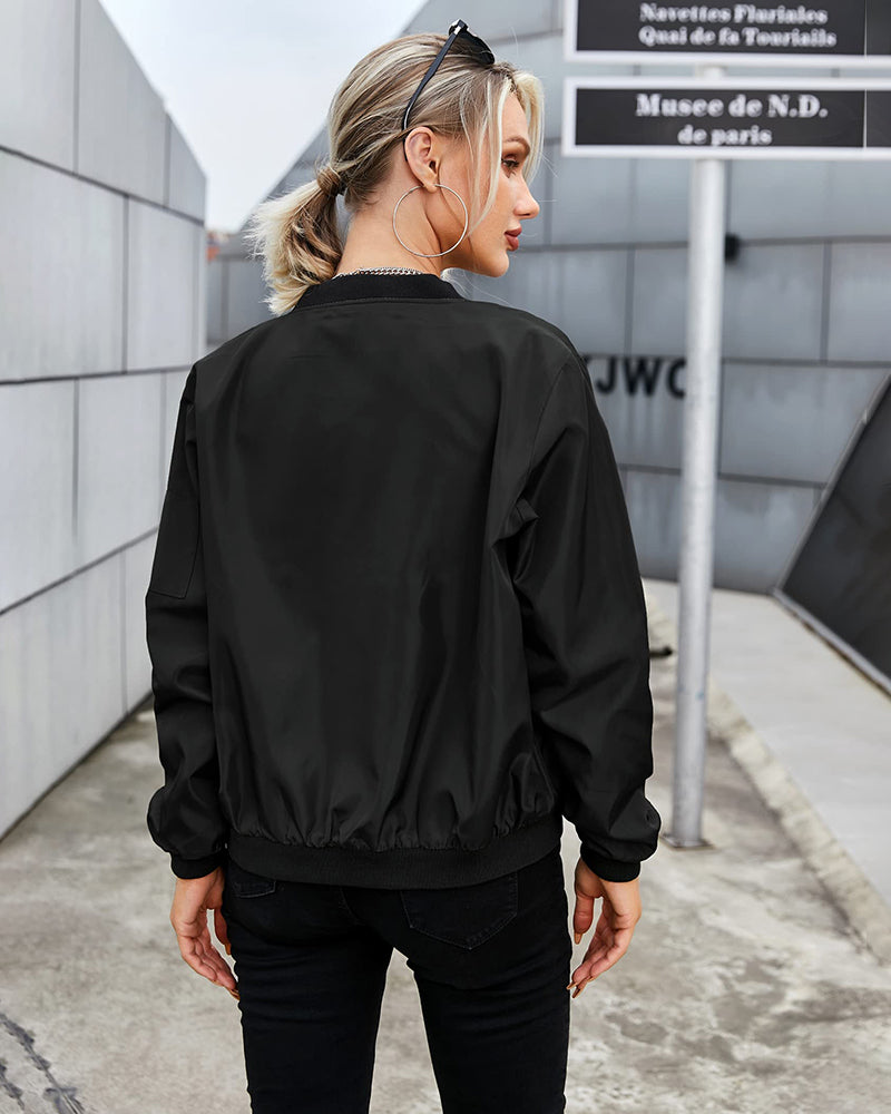 Norielle bomber bunda zip černá lehká krátká
