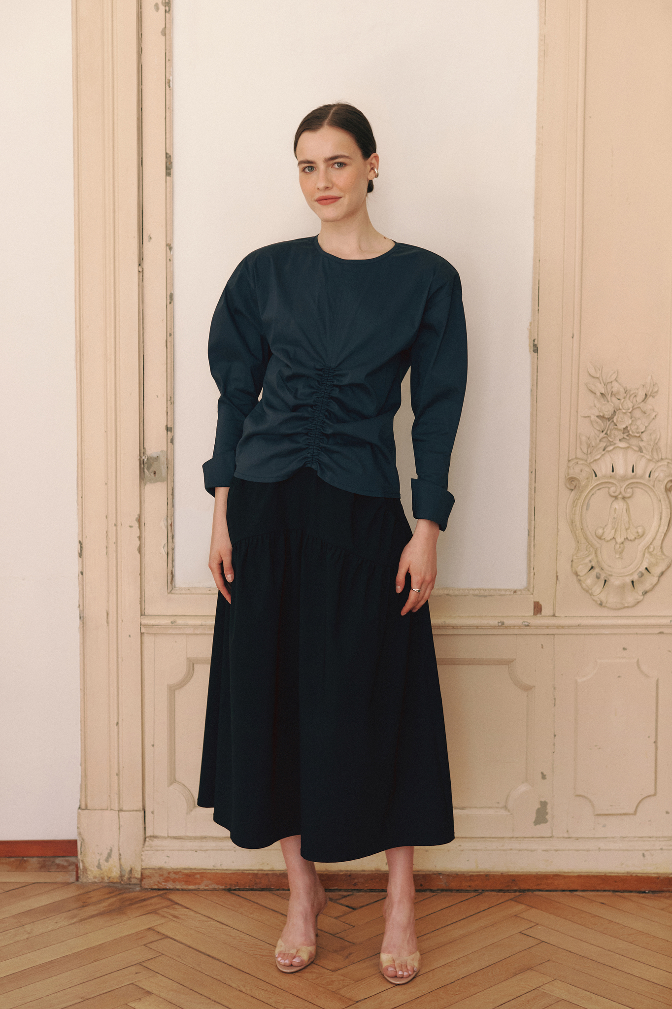 Aurelia & Zwei Frauen Dark Navy košile tmavě modrá saténová