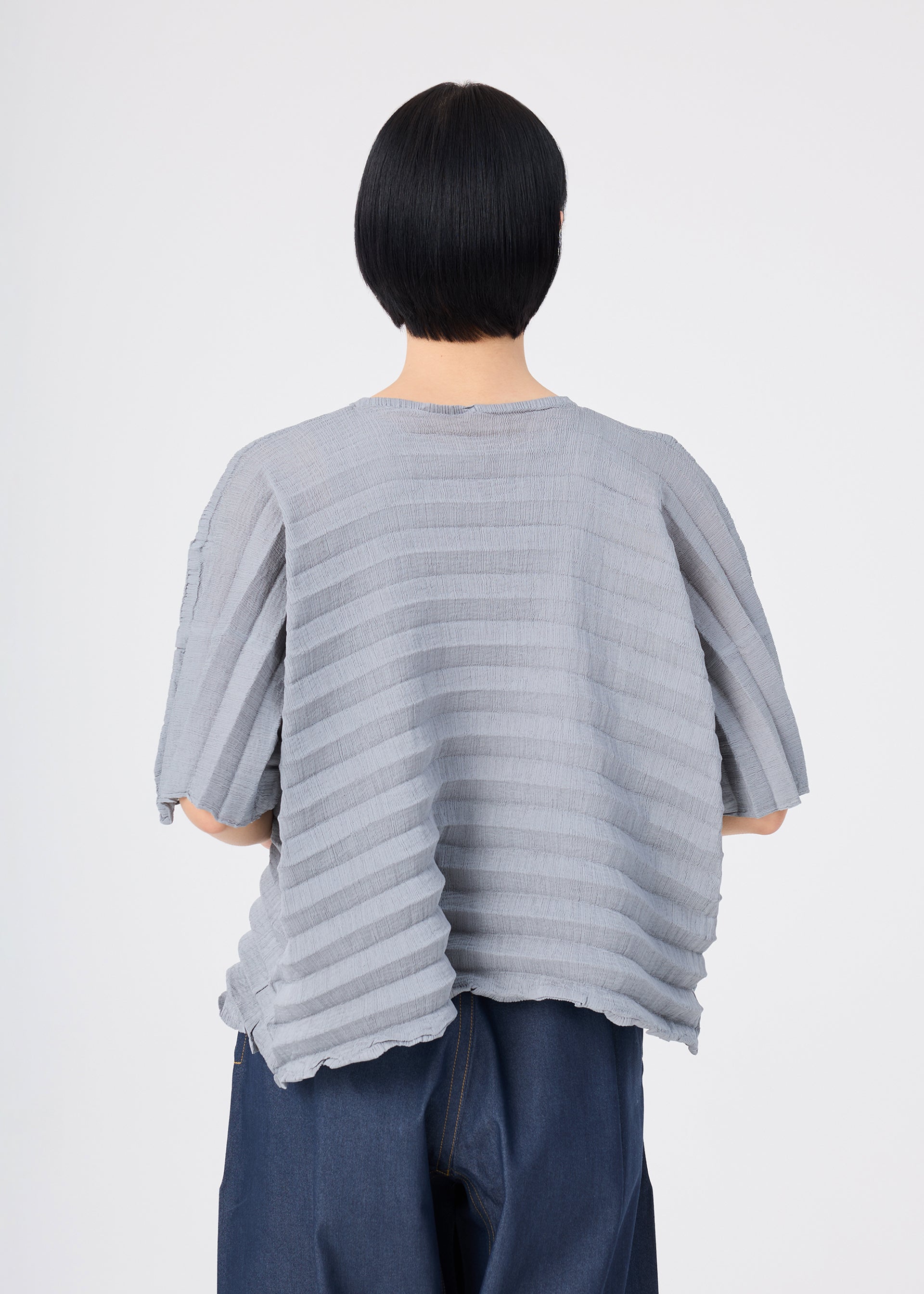 Issey Miyake Accordion See-Through Crepe top Black krepa