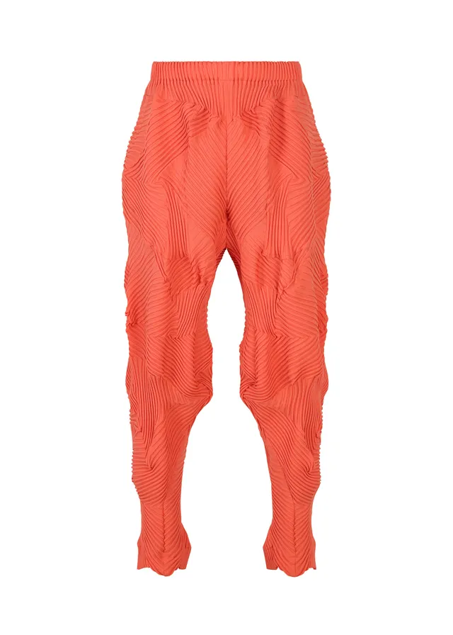 Issey Miyake Type-P 003-1 kalhoty salmon red plisované
