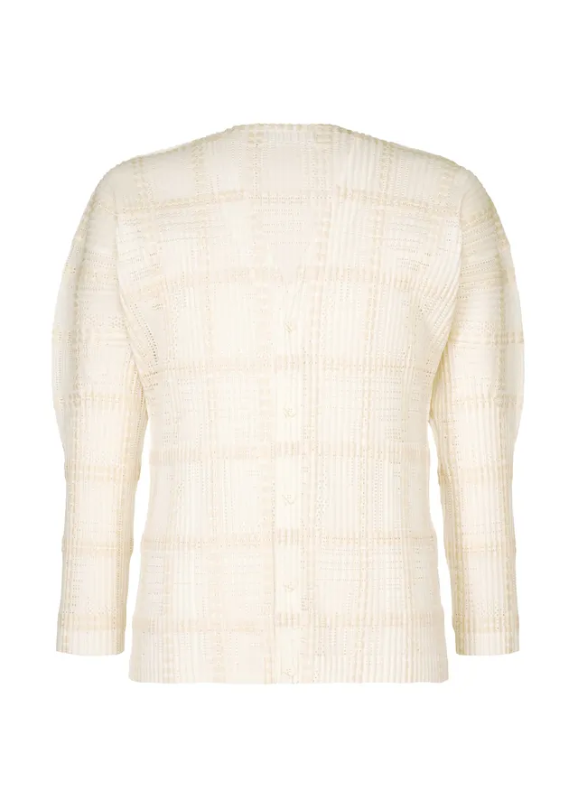 Homme Plissé Issey Miyake Lace Grid kardigan bílý krajkový