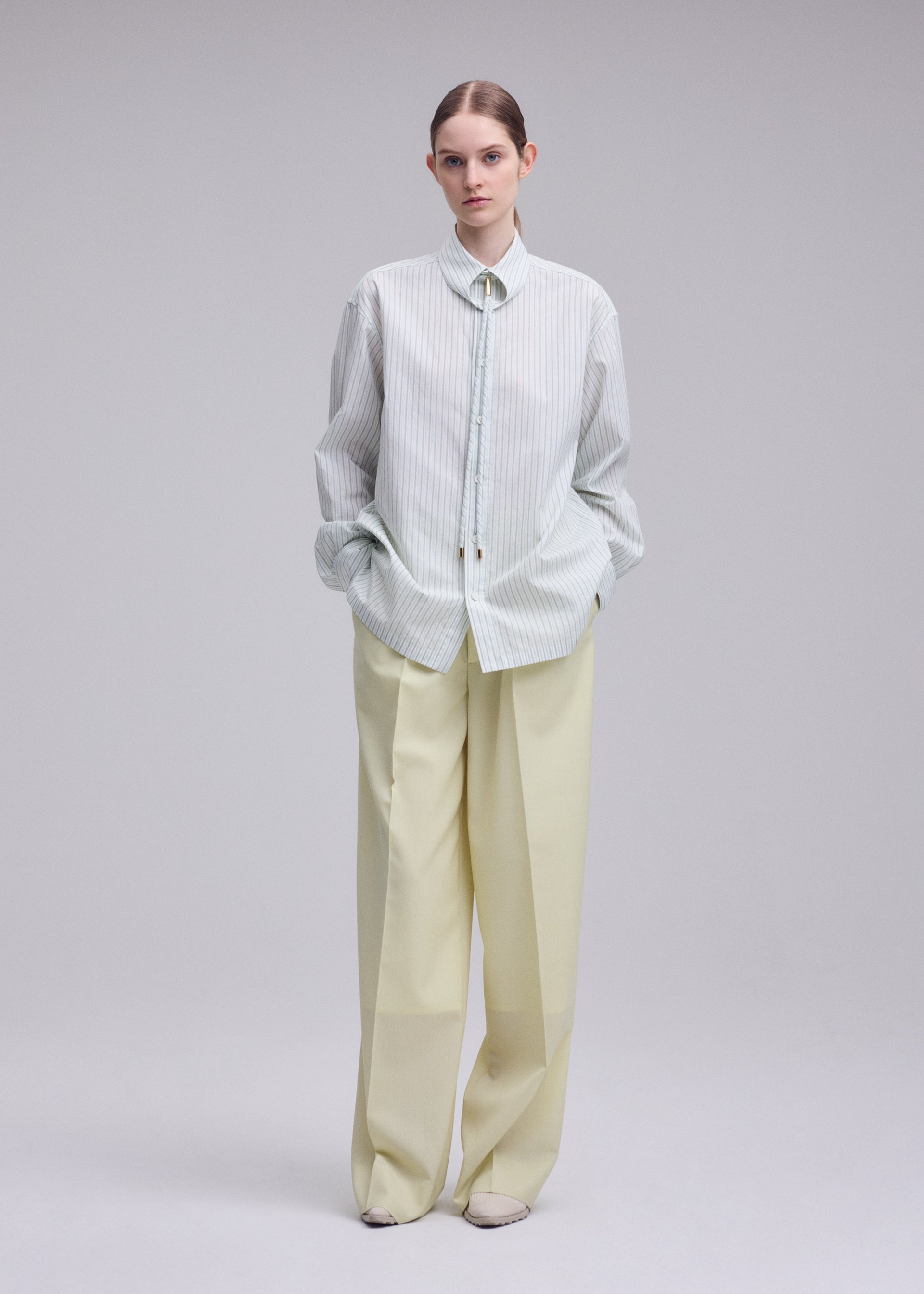 Issey Miyake Monsieur Shirt Dobby Stripe košile bílá bavlněná