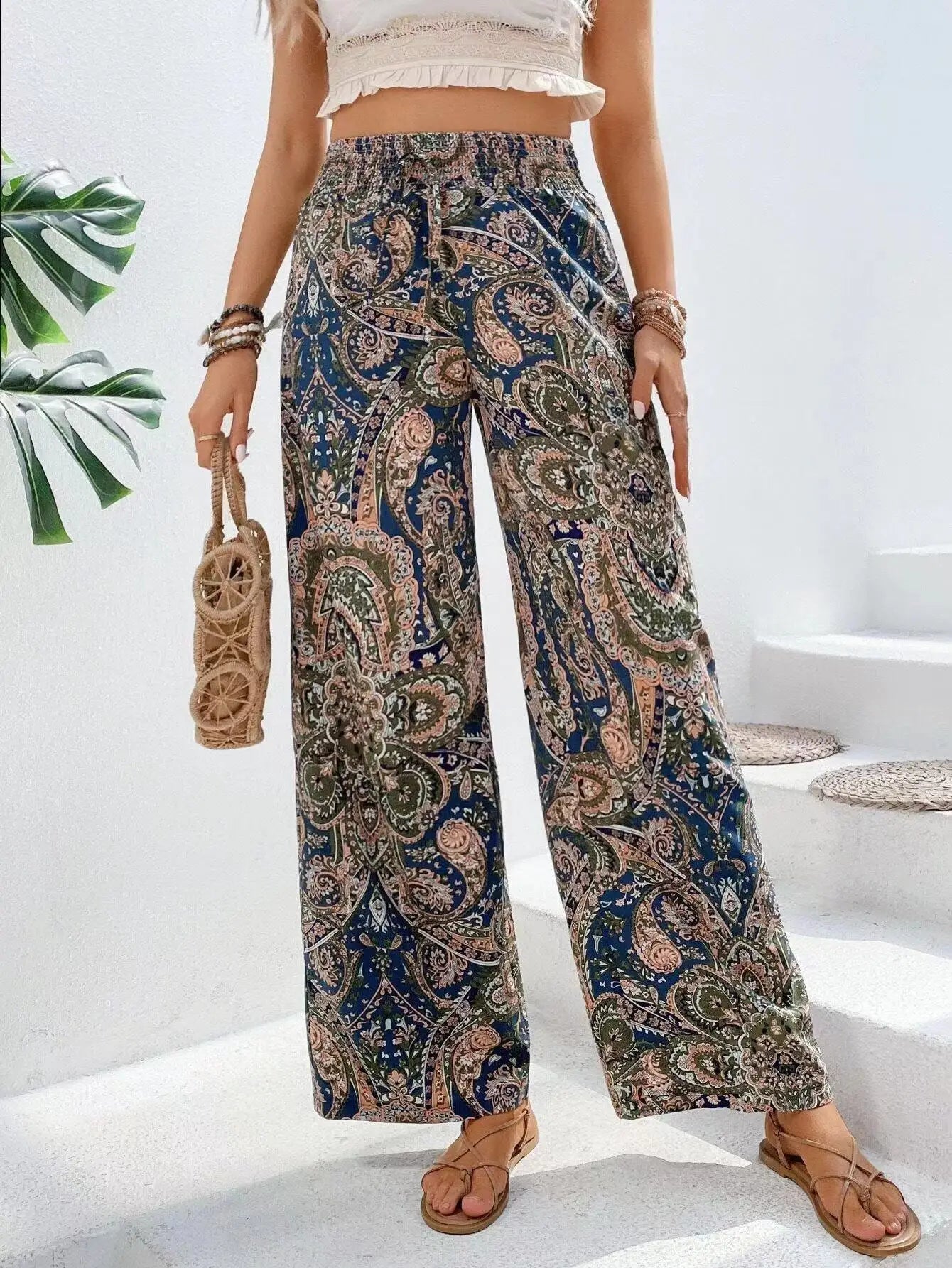Norielle boho kalhoty se vzorem khaki