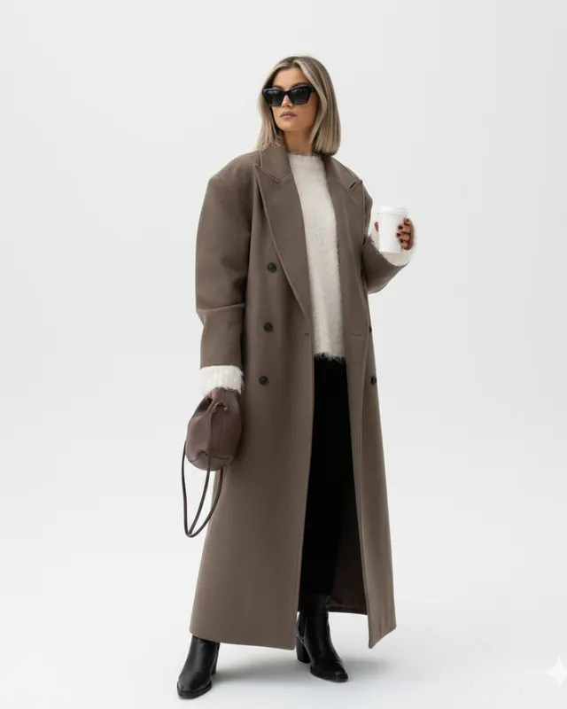 Norielle dlouhý kabát hnědý minimalistický