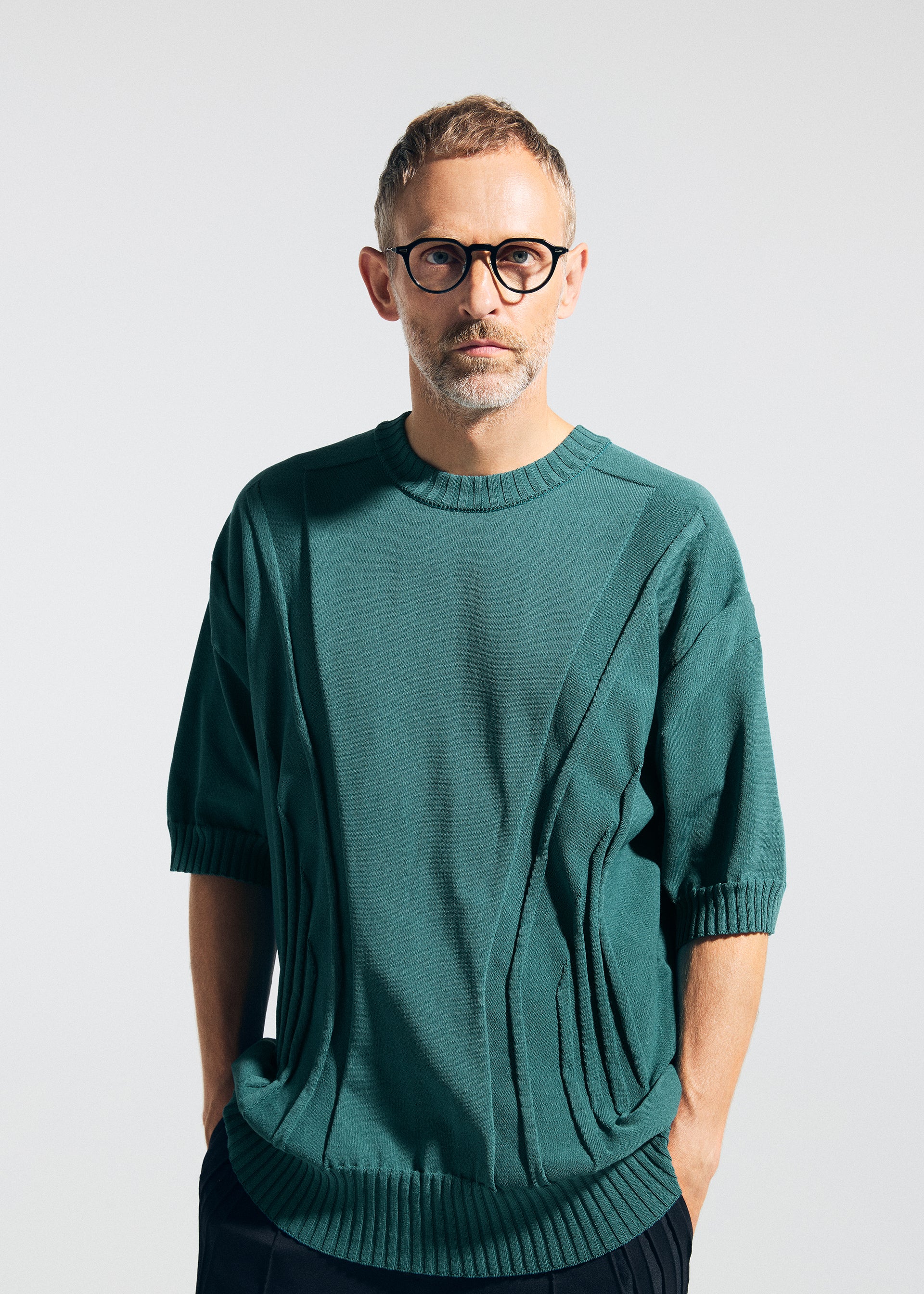 Issey Miyake Type-K 003-1 pletený top černá 2 pružný