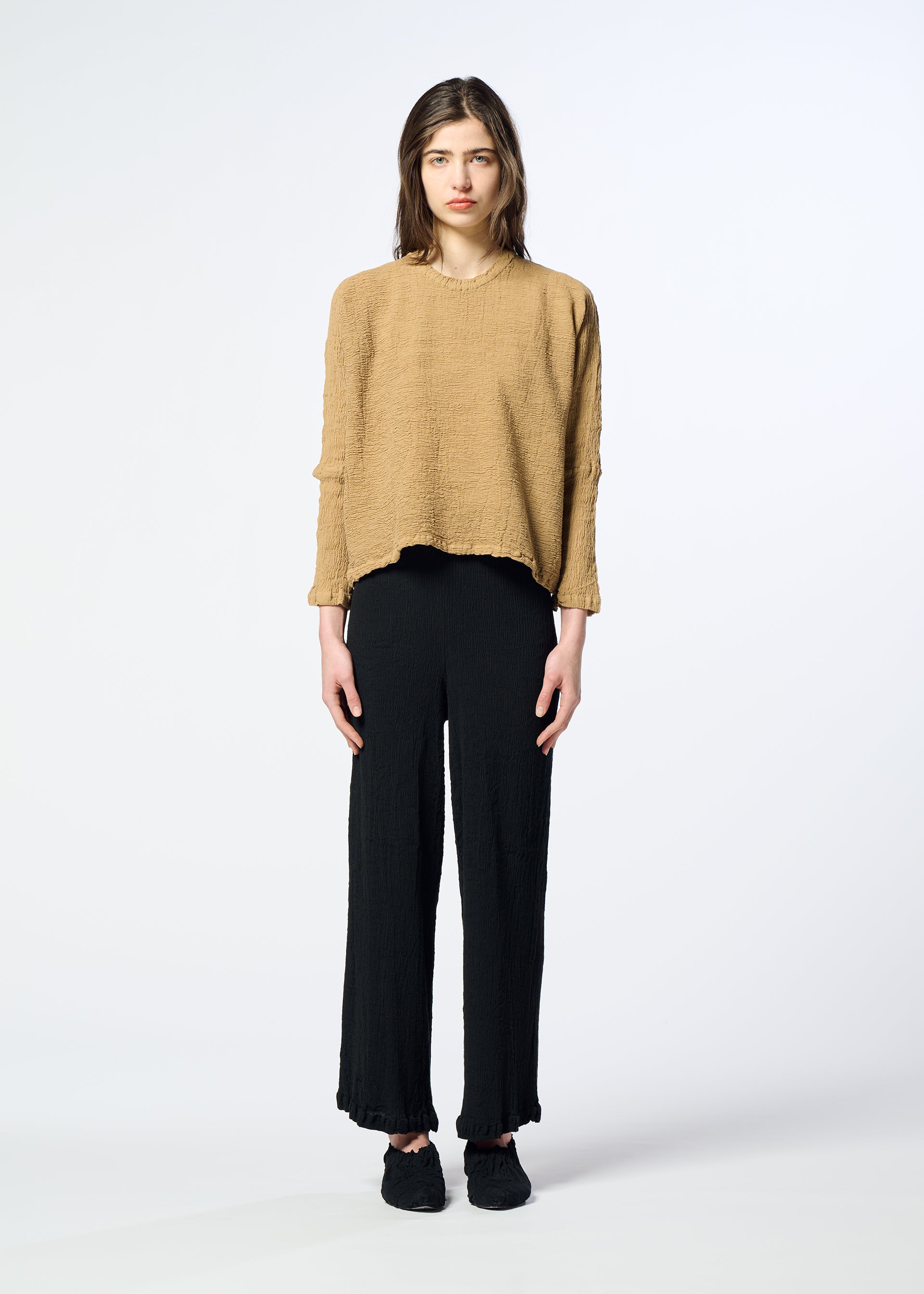 Issey Miyake Kyo Chijimi 2Way top ivory s dlouhým rukávem