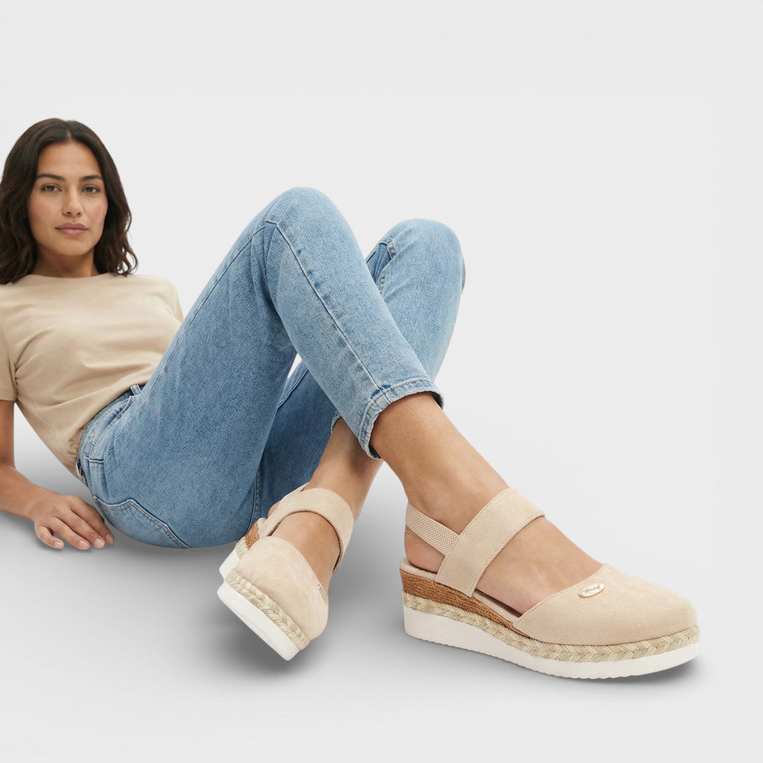 Norielle ploché sandály s elastickými pásky béžová espadrilky