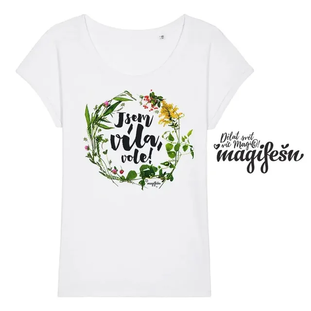 Magifešn BIO tričko ROLL Jsem víla vole luční biobavlna