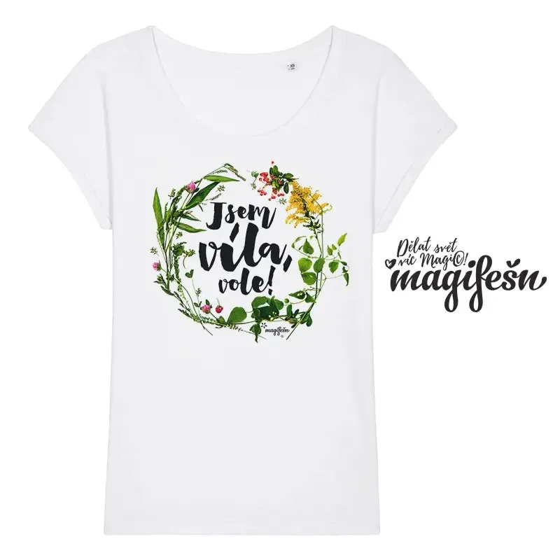 Magifešn BIO tričko ROLL Jsem víla vole luční biobavlna