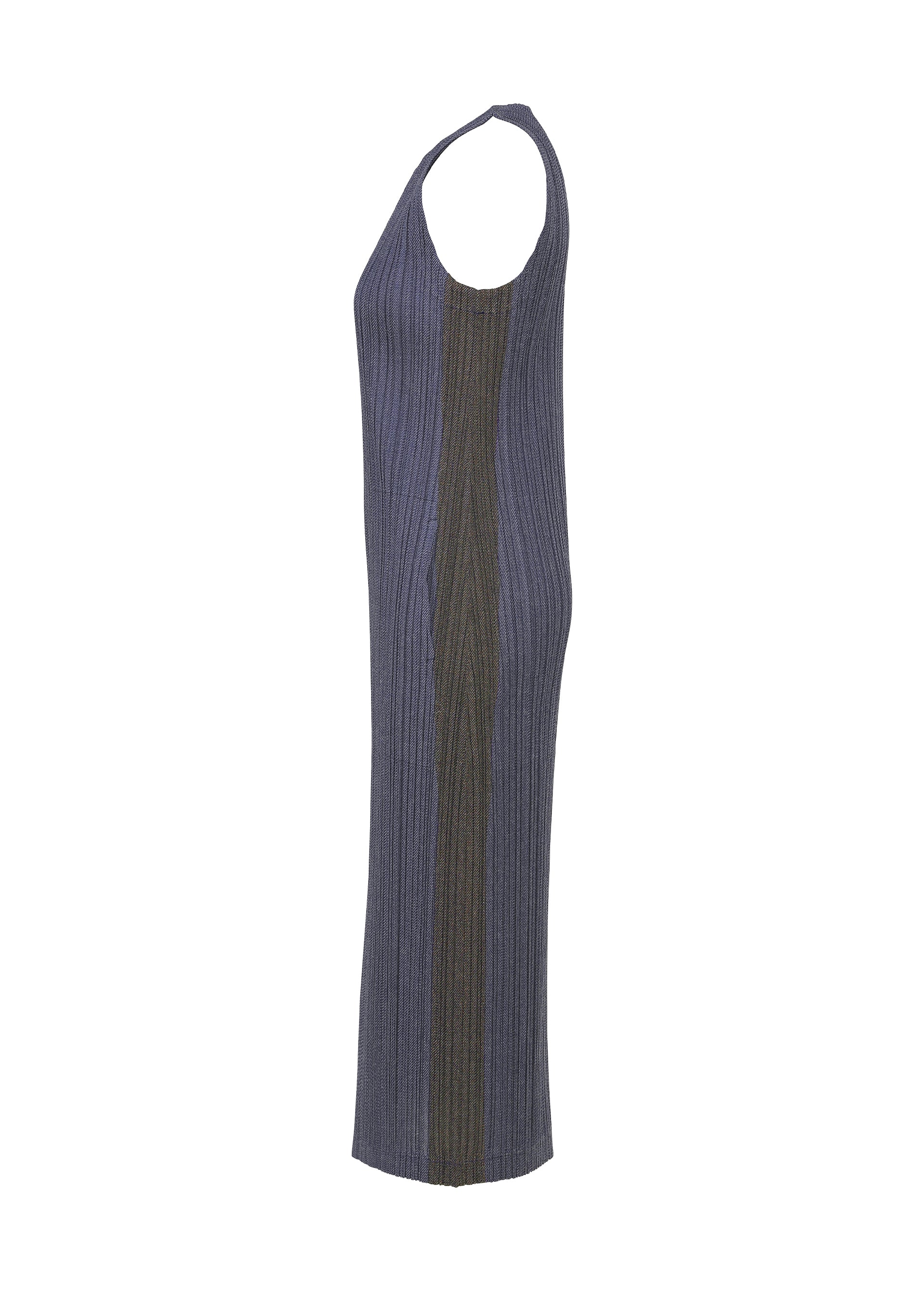 Pleats Please Issey Miyake Cotton Denim šaty tmavě zelené