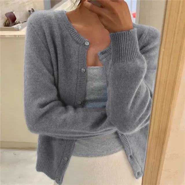 Norielle dámský cardigan jemný úplet šedý lehký