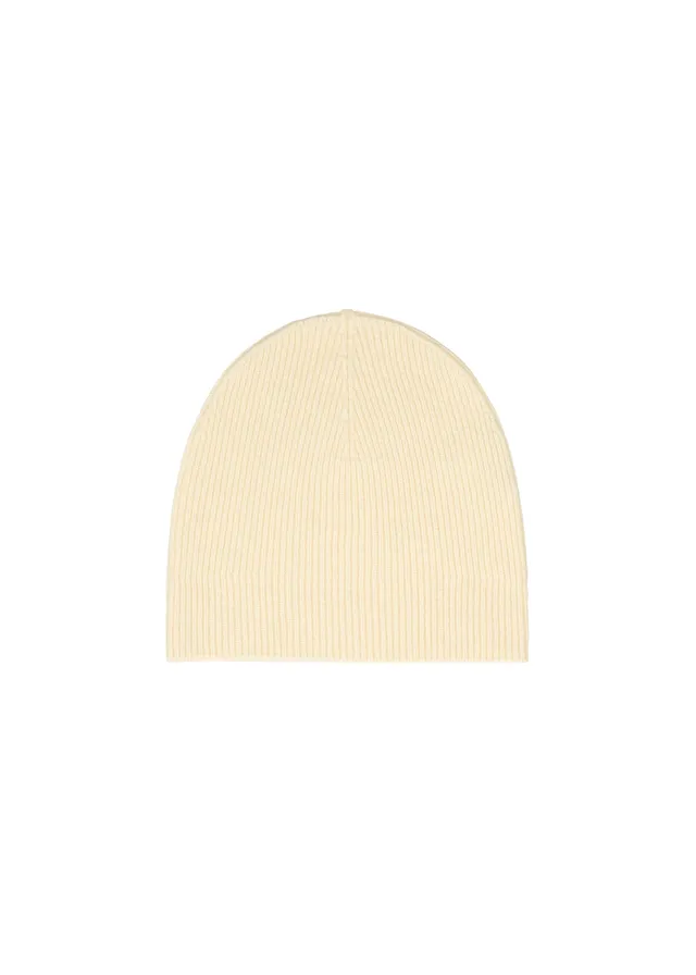 Issey Miyake O Knit Beanie vlněná čepice smetanová