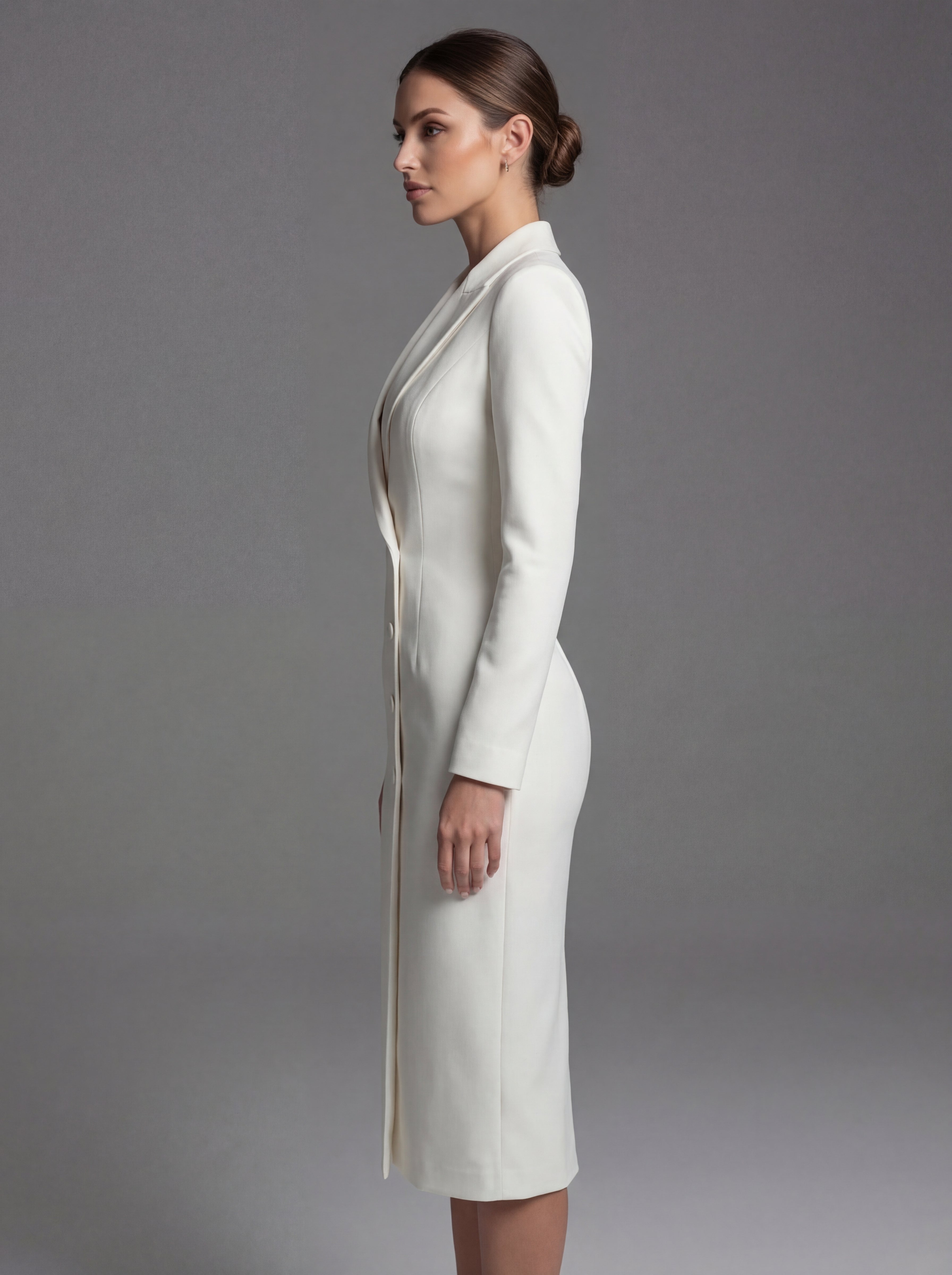 Norielle Blazer midi šaty bílá s kapsami