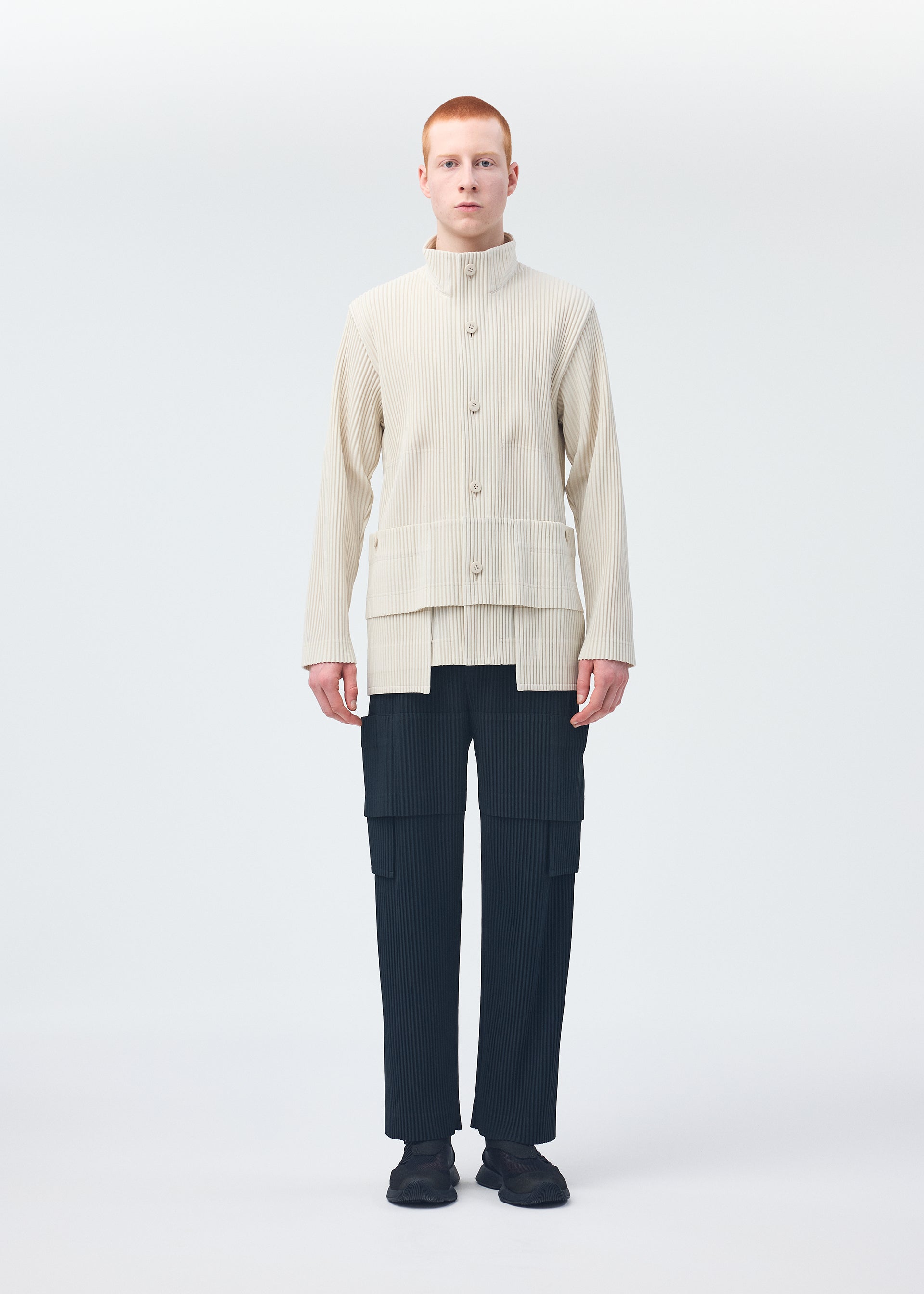 Homme Plissé Issey Miyake Multi-Pocket kalhoty šedé kapsové