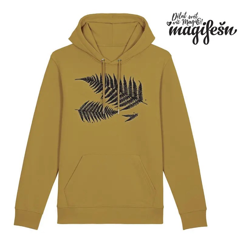 Magifešn CAPS mikina Kapradiny černá biobavlněná