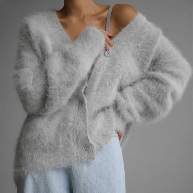 Norielle pletený cardigan s výstřihem do V bílý