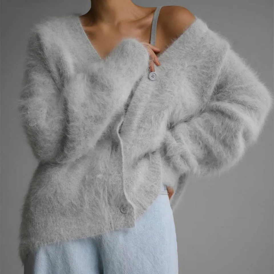 Norielle pletený cardigan s výstřihem do V bílý