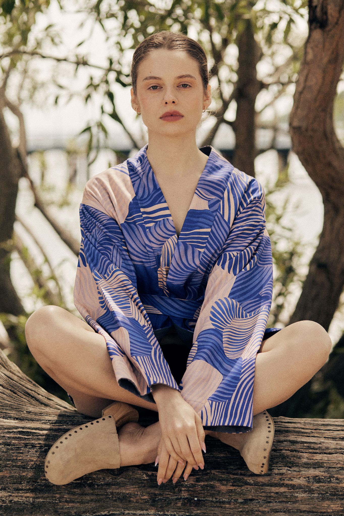 Aurelia & Zwei Frauen Hokusai kimono s páskem bavlněné