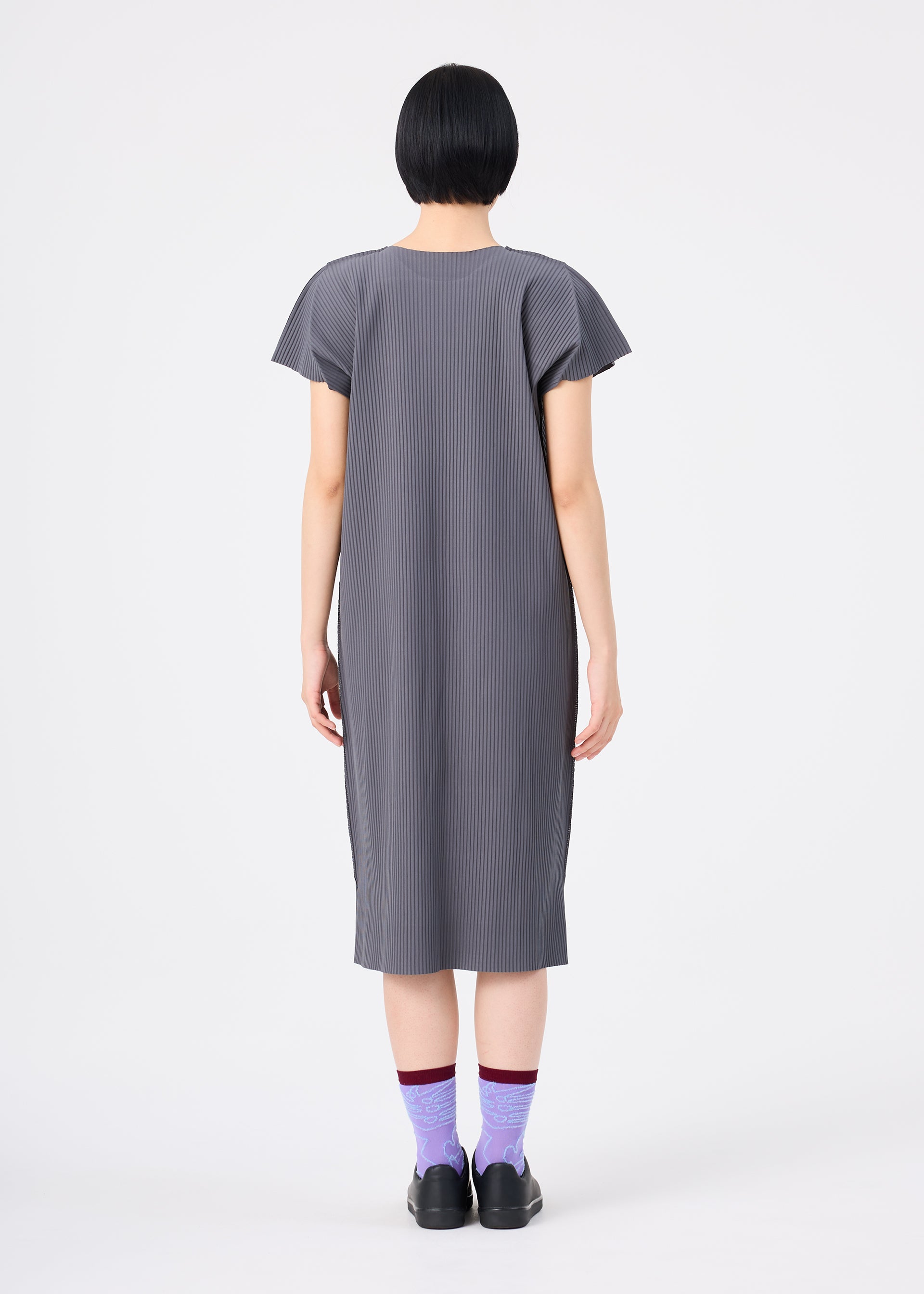 Issey Miyake Fine Knit Pleats šaty šedé úpletové