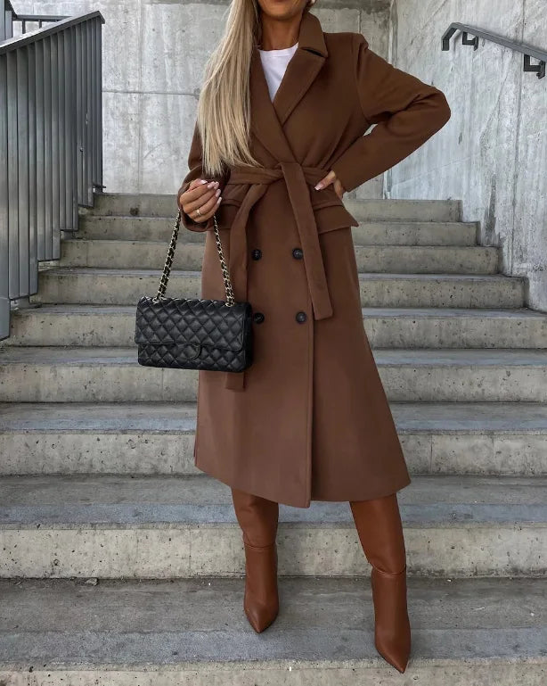 Norielle dlouhý kabát trench s páskem černý