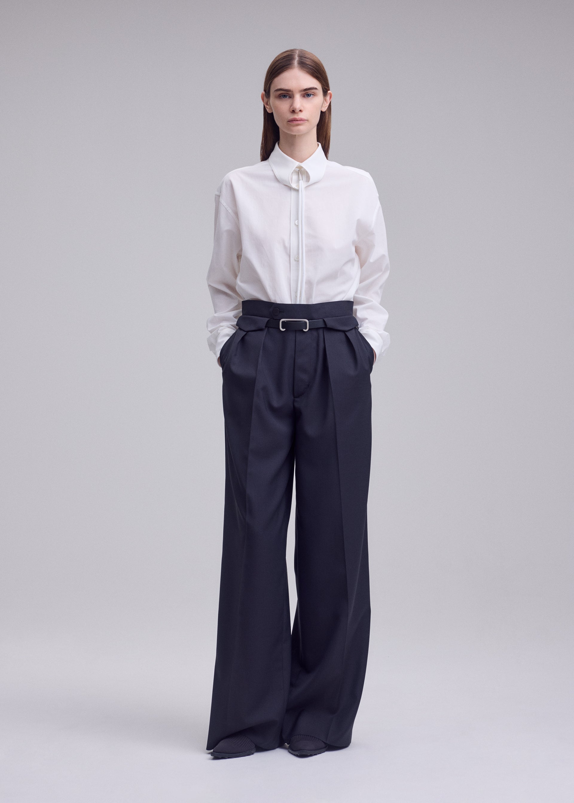 Issey Miyake Honest Ensemble kalhoty šedé vlněné