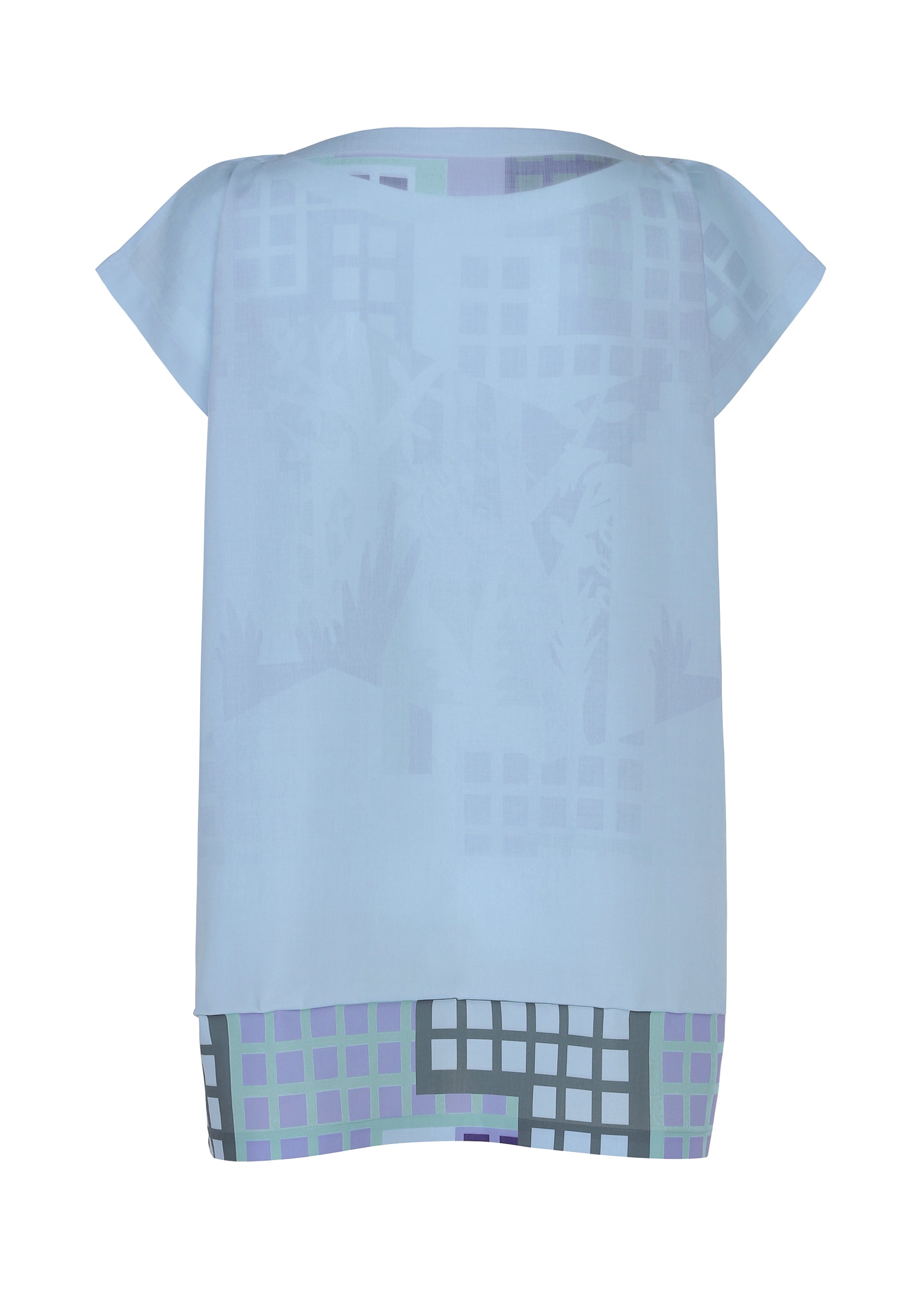 Issey Miyake Me Building Print top šedá s potiskem lehký