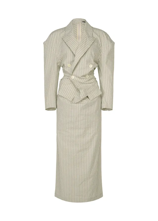 Issey Miyake Allow Stripe šaty bílé washi strečové