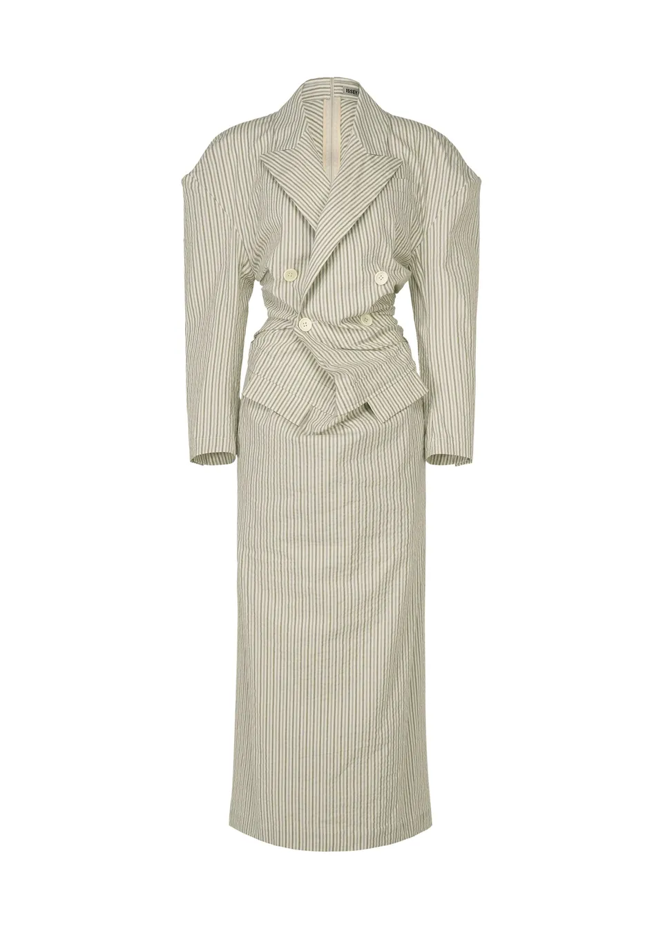 Issey Miyake Allow Stripe šaty bílé washi strečové